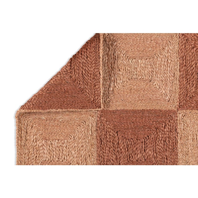 Part & Parcel Goods Jute Block Runner, 2’6”x8', Topaz and Bisque For Sale - Image 4 of 5