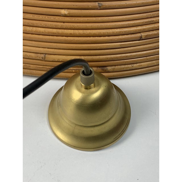 Pencil Reed, Rattan, Bamboo and Brass Pendant Hanging Lamp, Italy, 1970s For Sale - Image 12 of 14