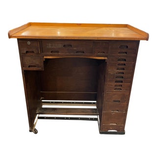 1920s Antique j.h Rosberg Oak Multi-Drawer Jeweler Desk, Watchmakers Workbench For Sale