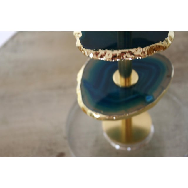 Early 21st Century Modern Blue Aqua Agate Lamps - a Pair For Sale - Image 5 of 5