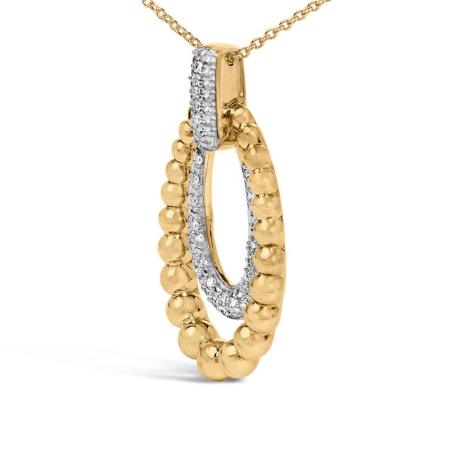 Haus of Brilliance Gold Vermeil 1/10 Cttw Diamond Bold Bead Pendant Necklace For Sale - Image 4 of 4