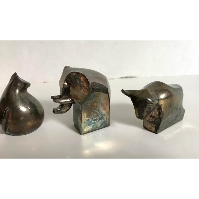 Vintage Dansk Silver Animal Paperweight Decor Set of 4 For Sale In Los Angeles - Image 6 of 8