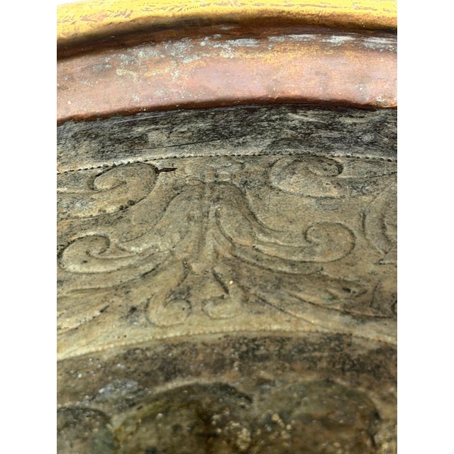 Metal Antique Victorian Brass Jardiniere Planter With and Lion Head Handles For Sale - Image 7 of 11
