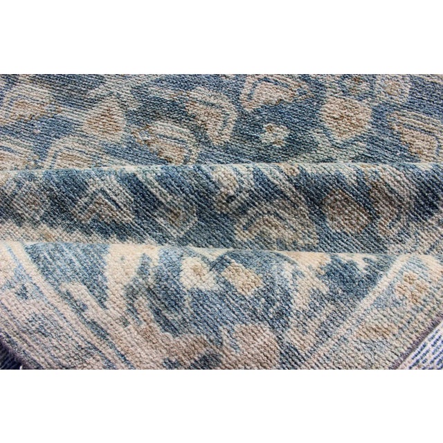 Long Antique Persian Malayer Runner With All Over Herati Design in Soft Blue For Sale - Image 11 of 13