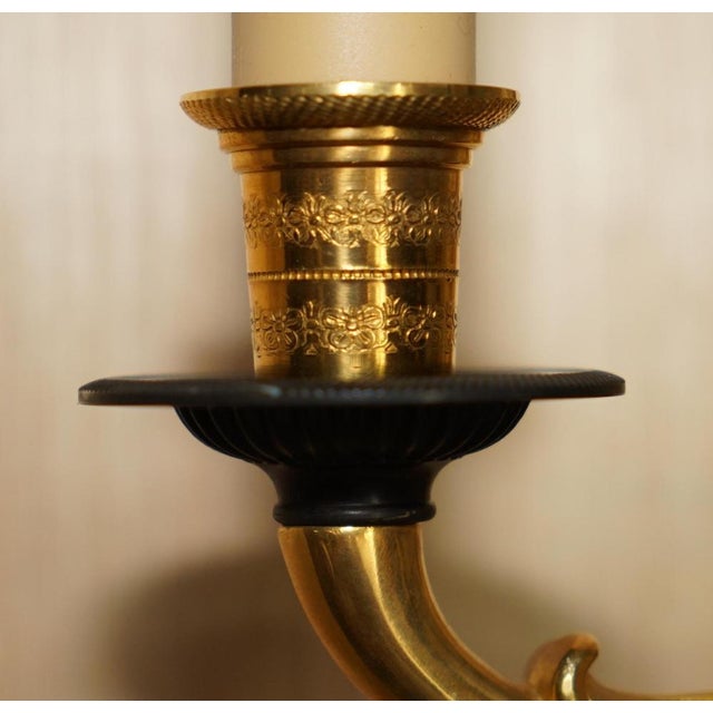 Italian 24ct Gold Plated Four Candle Sconces in Bronze, Set of 2 For Sale - Image 12 of 16