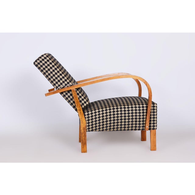 Art Deco Walnut Reclining Chairs, Czechia, 1930s, Set of 2 For Sale - Image 3 of 9