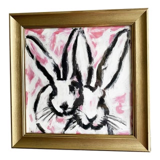 Bunny Hop Acrylic Painting: Original Framed Art, Victorian Gold by Tatiana Duperault For Sale