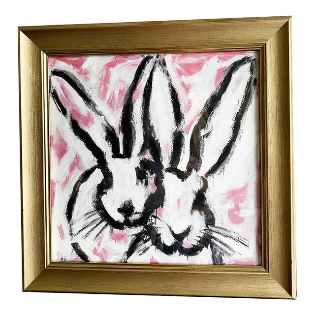 Bunny Hop Acrylic Painting: Original Framed Art, Victorian Gold by Tatiana Duperault For Sale
