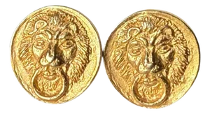 1980’s Lion Head Door Knocker Goldtone Clip on Earrings- Set of 2