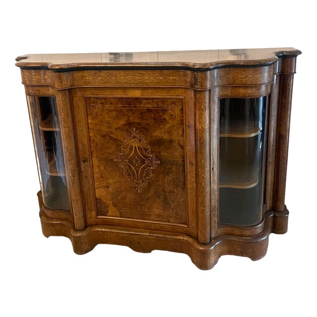 Victorian Burr Walnut Inlaid Sideboard, 1860s For Sale