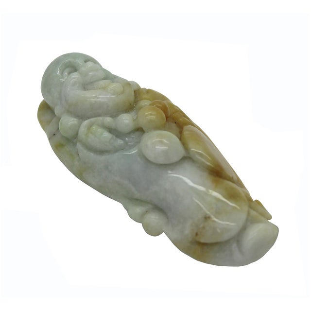 Jade Pendant Green Honey Brown Happy Buddha, Laughing Buddha Figure For Sale - Image 4 of 5