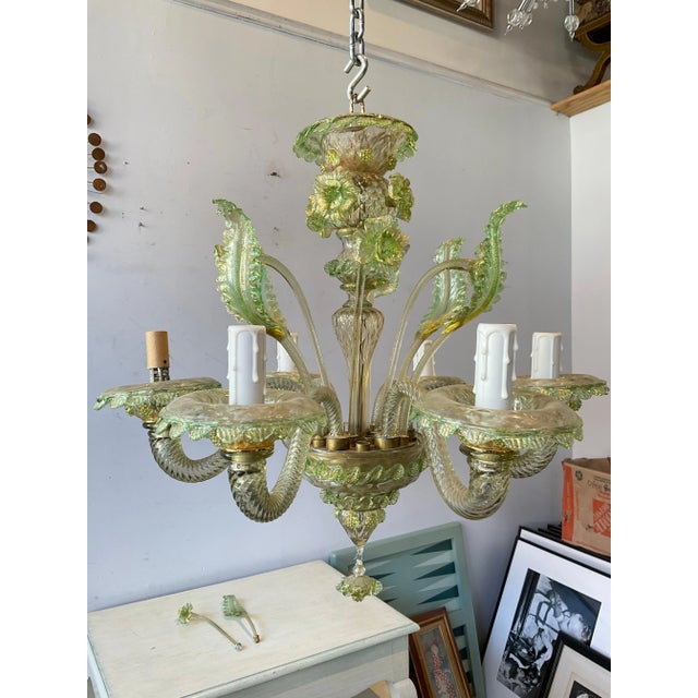 1950s Green Murano Floral Chandelier For Sale - Image 4 of 12