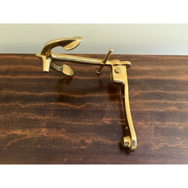 Traditional Late-20th Century Nautical Cast Brass Anchor Door Knocker For Sale - Image 3 of 5