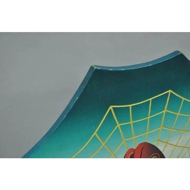 Green Alan Siegel 1985 Vintage Bent Wood Hand Painted Fish & Net Chair Artist Signed For Sale - Image 8 of 10
