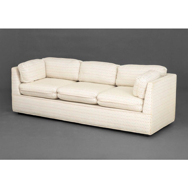 Early 21st Century Modern Geometric Linen Upholstered 3-Seat Sofa For Sale - Image 5 of 18