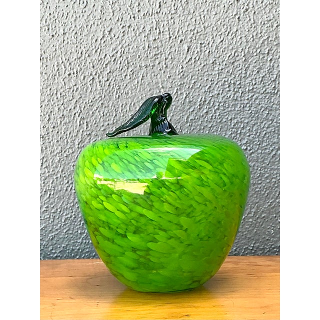 Late 20th Century Vintage Art Glass Apple For Sale - Image 5 of 12