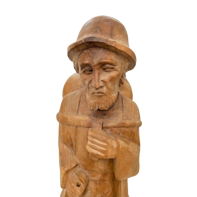 Vintage Wooden Hand-Carved Wooden Pilgrim, Beggar For Sale - Image 4 of 12