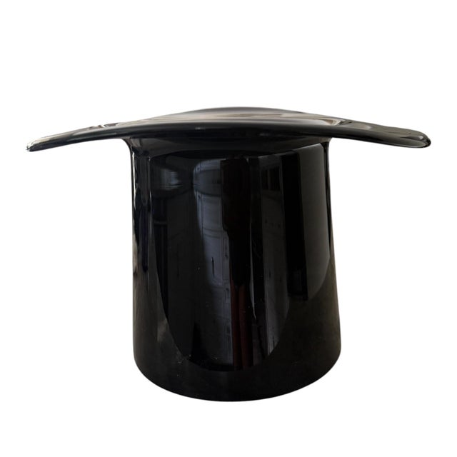 Glass 1970s Attributed Murano Hand-Blown Black Art Glass “Top Hat” Champagne Cooler or Wine Bucket For Sale - Image 7 of 8
