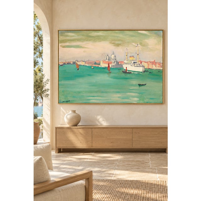 Modern Vintage Venice Seascape Art Print – Italian Coastal Wall Art by Marquet, 60" X 40" For Sale - Image 3 of 7