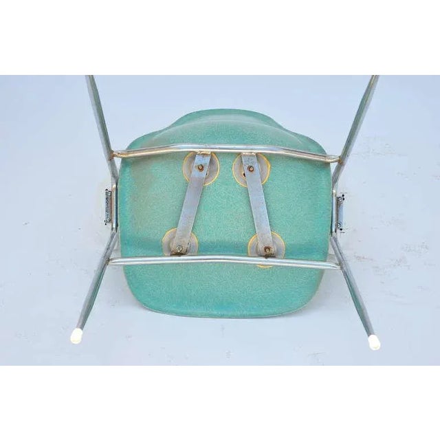 Turquoise Fiberglass Armchairs on Chrome Bases - Set of 4 For Sale - Image 9 of 10