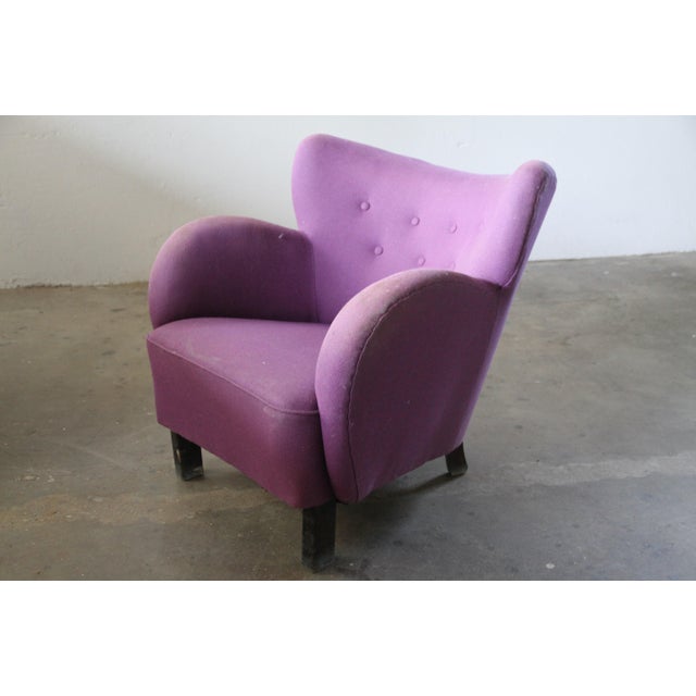 Purple Danish Club Sofa by Fritz Hansen & Flemming Lassen, 1930s For Sale - Image 8 of 10