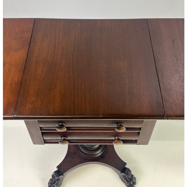 19th Century Empire Style Mahogany Drop-Leaf Work Table or Side Table For Sale - Image 14 of 18