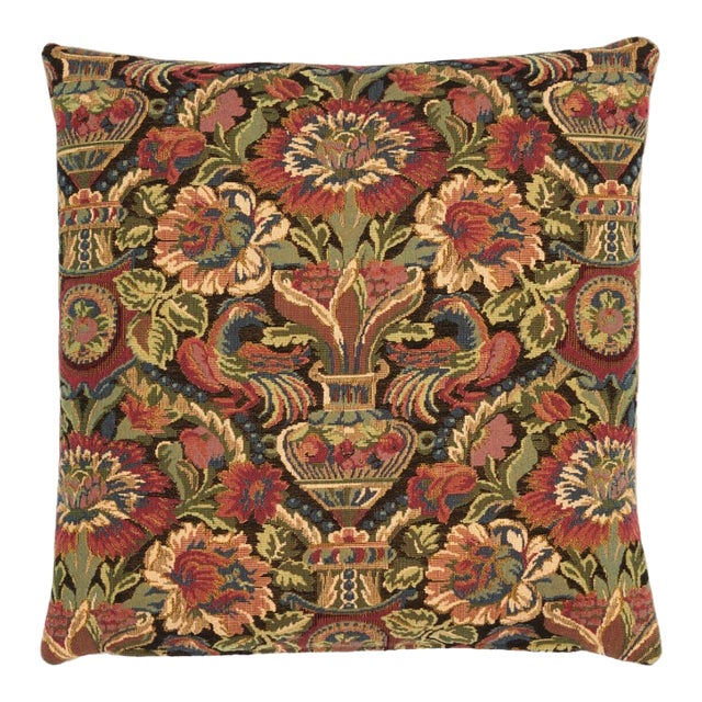 Vase & Birds Tapestry Cushion With Feather Filler - 46 X 46cm For Sale