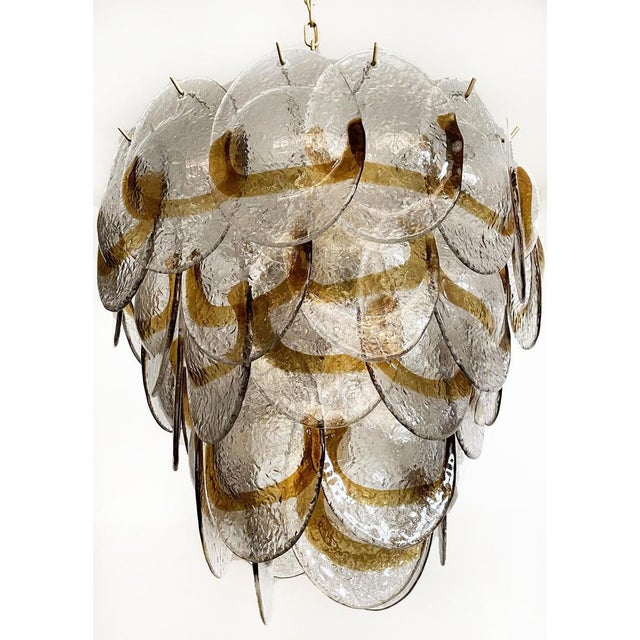 Murano Chandelier with 41 Lattimo Amber Glasses by Mazzega, 1979 For Sale - Image 14 of 17