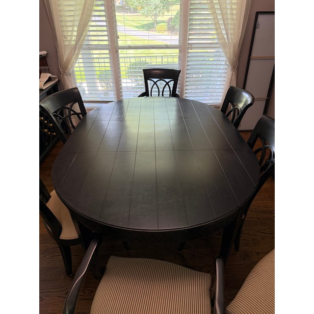 Wood Century Furniture Black Table and 9 Chairs For Sale - Image 7 of 18