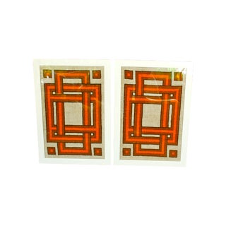 Custom Framed Mid-Century Art Textile - Pair For Sale
