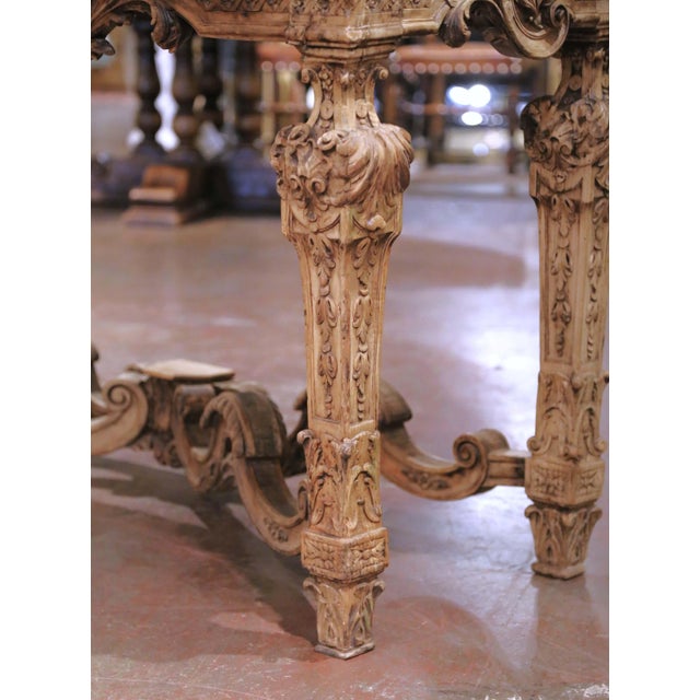 Wood 18th C. French Louis XIV Bleached Walnut Console Table With Breccia Marble Top For Sale - Image 7 of 12