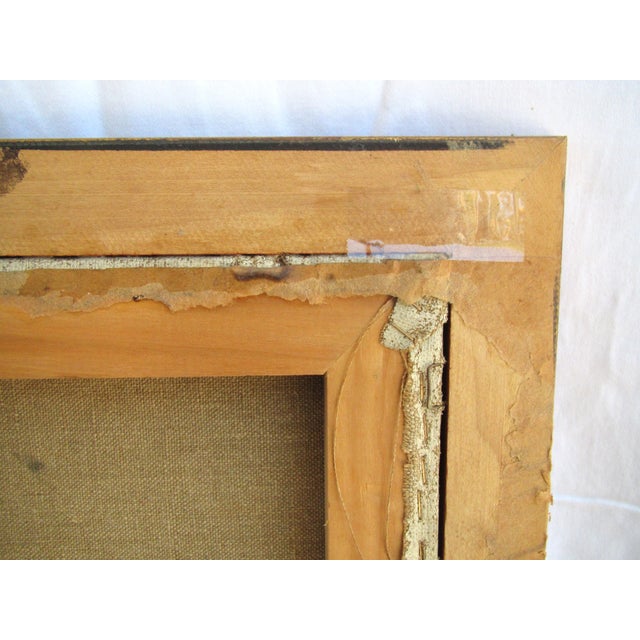 Wood Mid Century Portrait of Man in Gray Suit For Sale - Image 7 of 8