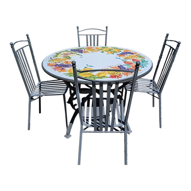 Handmade Sicilian Lava Stone Table & 4 Chairs For Sale