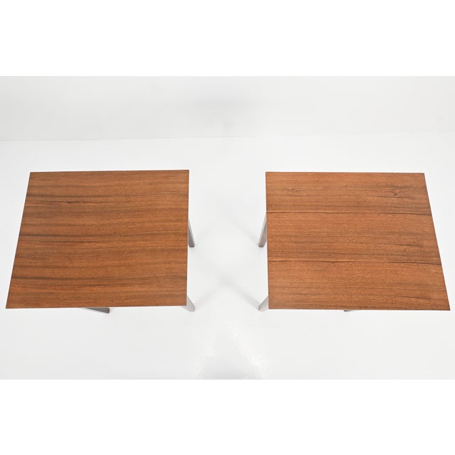 Wood Mid-Century Modern Perspective Nightstands by Milo Baughman for Drexel, Pair | Newly Refinished For Sale - Image 7 of 15