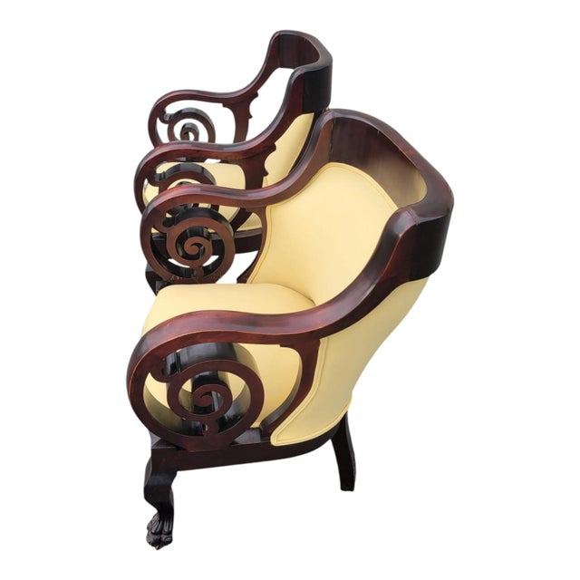 19th Century Walnut Empire Bedroom Chair Claw Feet-Newly Upholstered & Restored For Sale - Image 13 of 16