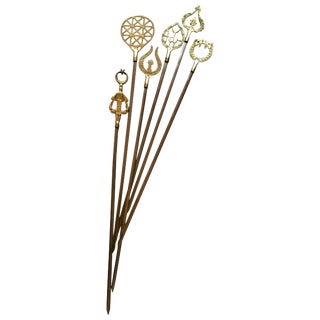 Set of 6 Brass Skewers For Sale