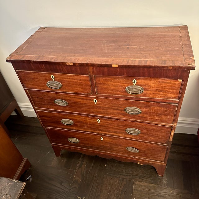 Antique Hepplewhite Style Chest of Drawers Details: Antique Hepplewhite Style Chest of Drawers, dating to late 18th or...