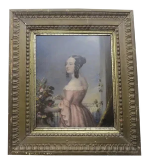 19th Century Portrait of a Young Girl Oil Painting, Framed