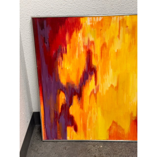 Mid Century Modern Canvas Painting, Framed For Sale - Image 9 of 12