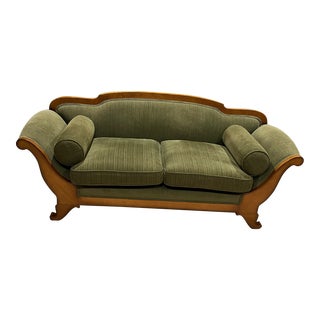 Mid 20th Century Cherry Wood Curved Sofa For Sale