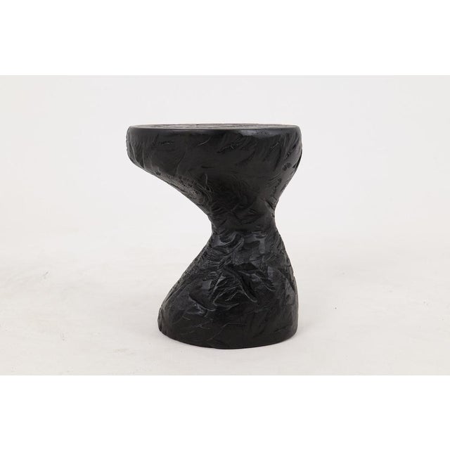 Early 21st Century Rustic Sculptural Side Table in Burnt Black Oak by Logniture For Sale - Image 5 of 12
