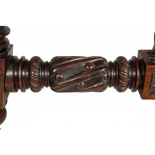 Wood Circa 1900 Gothic Revival Antique Carved Walnut Library Table For Sale - Image 7 of 12