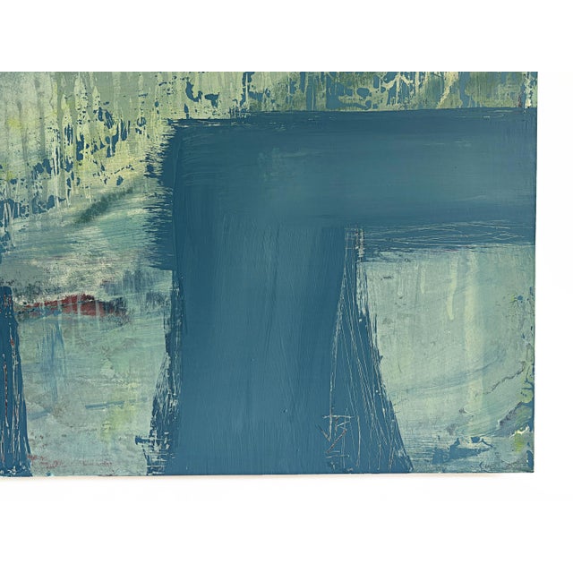 "River Moss" Blue & Green Abstract Painting, Large Neutral Contemporary Painting by JTS For Sale - Image 10 of 13