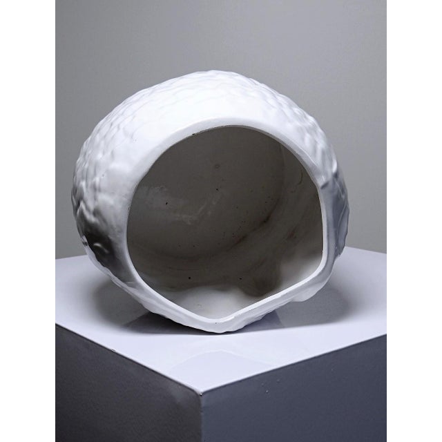 Large Vintage Italian White Earthenware Owl Head Cachepot, 1960s For Sale - Image 11 of 18