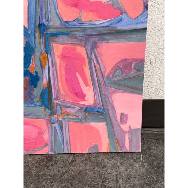 Pink Abstract Acrylic on Canvas Painting, Circa 2010 For Sale - Image 8 of 12
