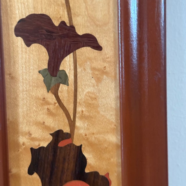 Mid 20th Century Hudson River Inlay Wood Mirror With Ginkgo Leaf Marquetry - Decorative Wall Mirror For Sale - Image 5 of 7