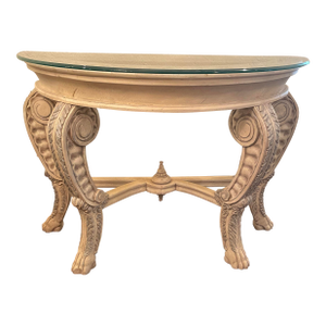 Late 20th Century Carved Wood Console Table With Glass Top
