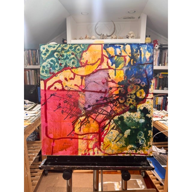 Yellow Intersections by Kathleen Varadi, 2018 Ink on Gesso Board For Sale - Image 8 of 12