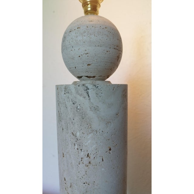 1980s Italian Travertine Table Side Lamp Sculptural Stone Obelisk Mid-Century Modern For Sale - Image 13 of 14
