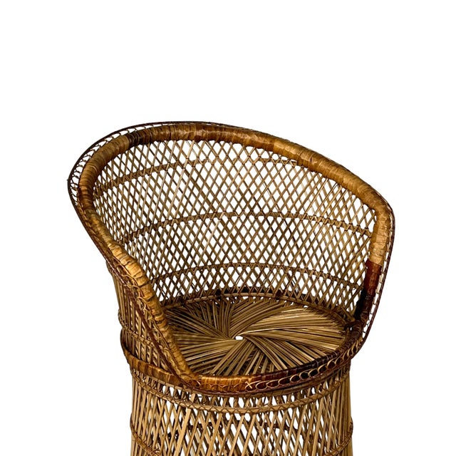 Boho Chic Bohemian Emmanuelle Style Woven Wicker Side Chair C 1970's For Sale - Image 11 of 11